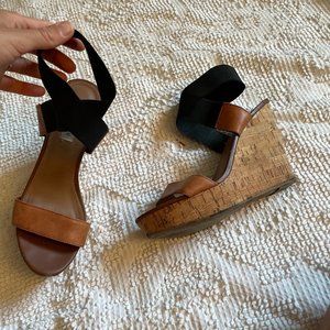 Gorgeous comfy cork leather wedges